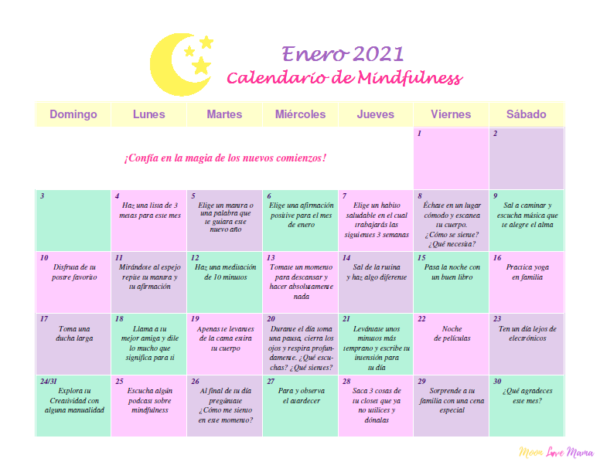 Calendario de Mindfulness – Enero 2021